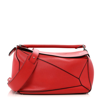 LOEWE Calfskin Medium Puzzle Bag Scarlet