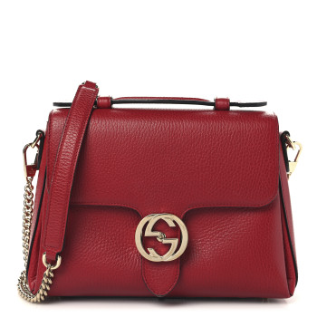 GUCCI Dollar Calfskin Interlocking G Top Handle Shoulder Bag Red