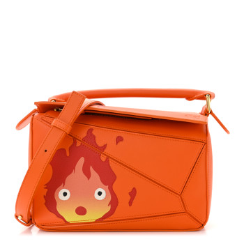 LOEWE X HOWLS MOVING CASTLE Satin Calfskin Small Calcifer Puzzle Orange