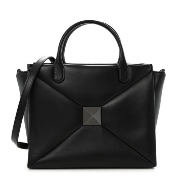 VALENTINO GARAVANI Nappa Monochrome Medium One Stud Handbag Black