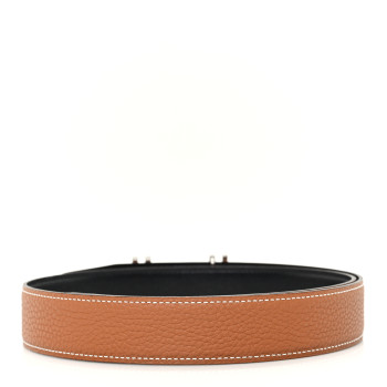 HERMES Box Togo 32mm Au Carre H Belt 85 Black Gold