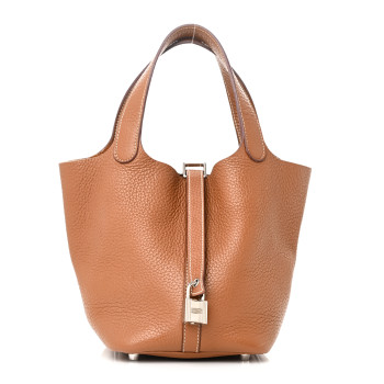HERMES Taurillon Clemence Picotin Lock 18 PM Gold