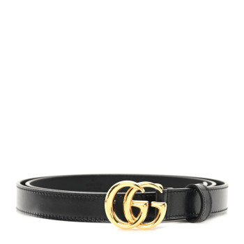 GUCCI Calfskin Double G 20mm Belt 90 36 Black