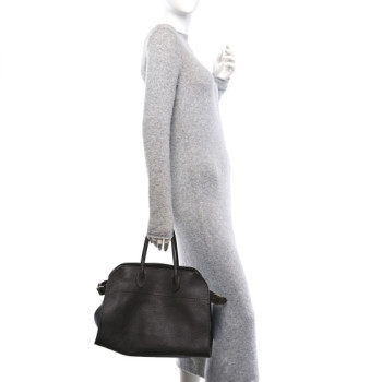 THE ROW Matte Grained Calfskin Soft Margaux 15 Mocha