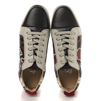 CHRISTIAN LOUBOUTIN Suede Calfskin Snake Embossed Louis Junior Flat Sneakers 43 Multicolor
