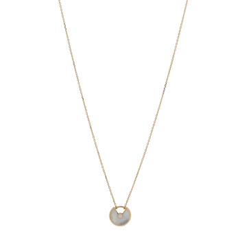 CARTIER 18K Yellow Gold Diamond Mother of Pearl XS Amulette de Cartier Pendant Necklace