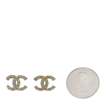 CHANEL Crystal CC Earrings Light Gold