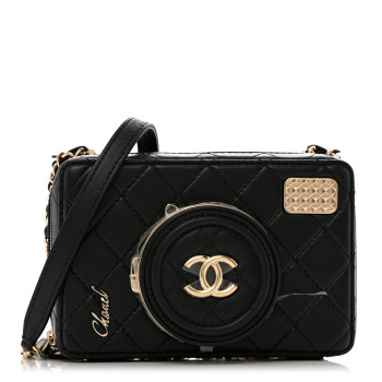 CHANEL Lambskin Quilted Coco Click Bag Black
