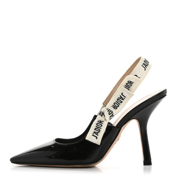 CHRISTIAN DIOR Patent Ribbon J'Adior Slingback 100mm Pumps 37 Black