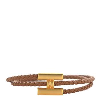 HERMES Swift Double Wrap Cord Tournis Tresse Bracelet Gold