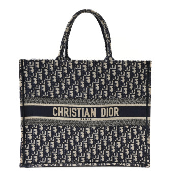 CHRISTIAN DIOR Oblique Large Book Tote Blue Multicolor