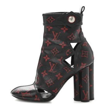 LOUIS VUITTON Monogram Infrarouge Logomania Ankle Boots 37 Black