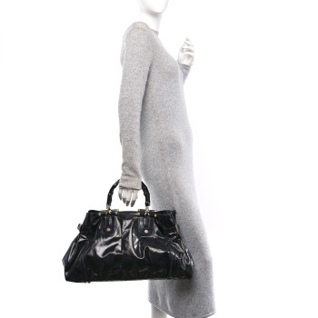 GUCCI Dialux Pop Bamboo Large Top Handle Tote Black