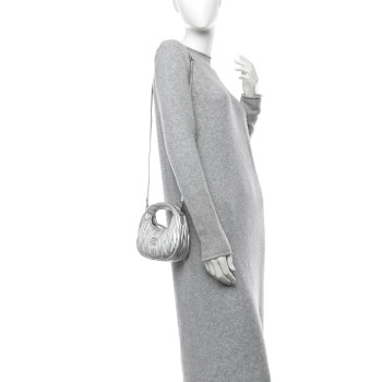 MIU MIU Metallic Nappa Matelasse Mini Wander Hobo Cromo