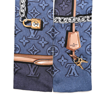 LOUIS VUITTON Silk Denimgram Confidential Bandeau Denim Blue