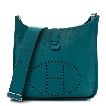 HERMES Taurillon Clemence Evelyne III GM Bleu Izmir