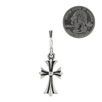 CHROME HEARTS Sterling Silver Tiny CH Cross Hoop Drop Single Earring