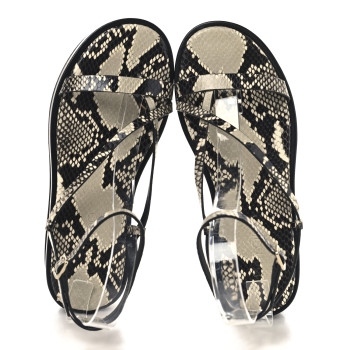 JIMMY CHOO Snake Embossed Pine Platform Sandals 38 Roccia