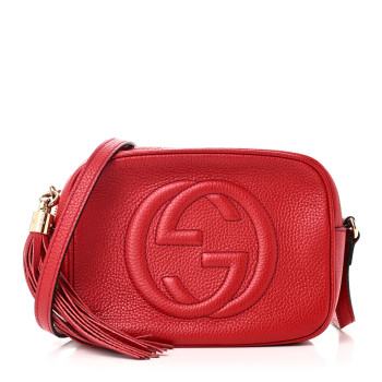 GUCCI Pebbled Calfskin Small Soho Disco Bag Vibrant Red