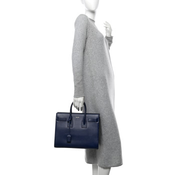 SAINT LAURENT Calfskin Small Sac De Jour Blue Majorelle