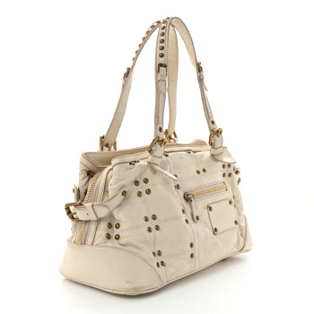 LOUIS VUITTON Lambskin Riveting White