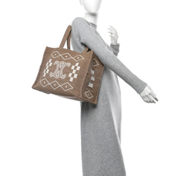 CELINE Canvas Calfskin Large Cabas Thais Natural White