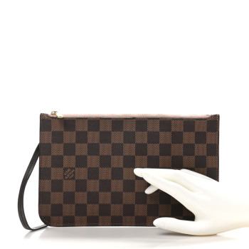 LOUIS VUITTON Damier Ebene Neverfull MM GM Pochette Rose Ballerine
