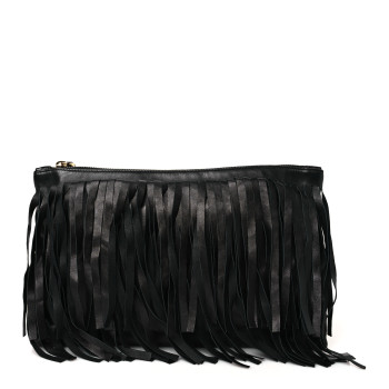 PRADA Nappa Fringe Clutch Black