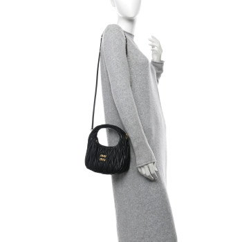 MIU MIU Nappa Matelasse Small Wander Hobo Black