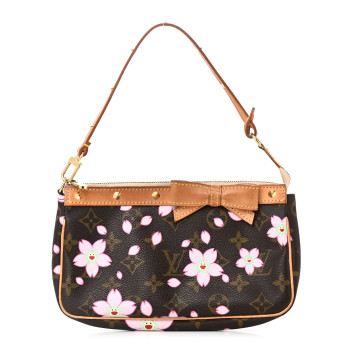 LOUIS VUITTON Monogram Cherry Blossom Pochette Accessories Brown