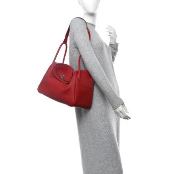 HERMES Taurillon Clemence Lindy 34 Rouge Garance