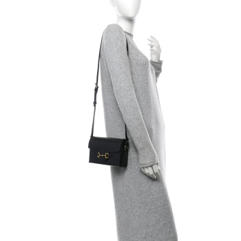 GUCCI Calfskin Horsebit 1955 Shoulder Bag Black