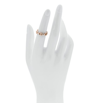 HERMES 18K Rose Gold PM Chaine d'Ancre Enchainee Ring 50 5.25