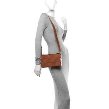 BOTTEGA VENETA Lambskin Maxi Intrecciato Cassette Crossbody Bag Caramel