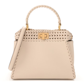 FENDI Nappa Interlace Mini Peekaboo Iconic Satchel Camelia
