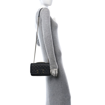 CHANEL Caviar Quilted Small CC Filigree Flap Black