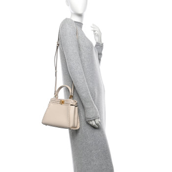 FENDI Nappa Interlace Mini Peekaboo Iconic Satchel Camelia