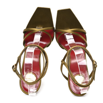 SAINT LAURENT Crepe Satin Opyum 110 Sandals 39 Cuba Gold