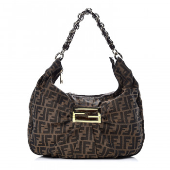 美品♡ SHE Tokyo Meghan hounds-tooth 36 Fendi Tobacco Zucca Print Canvas Large Mia Shoulder Bag