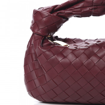 クラッチバッグ Bottega Veneta Burgundy Nappa Leather Mini Jodie Handbag Bottega Veneta Jodie Mini, Burgundy Grape Woven Leather, New