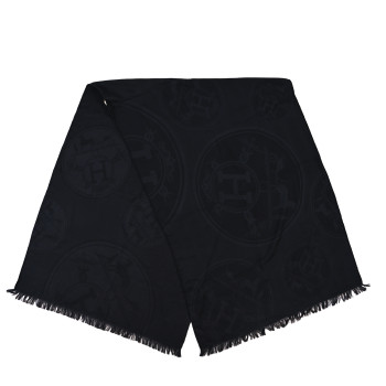 HERMES Cashmere Silk New Libris Stole Black