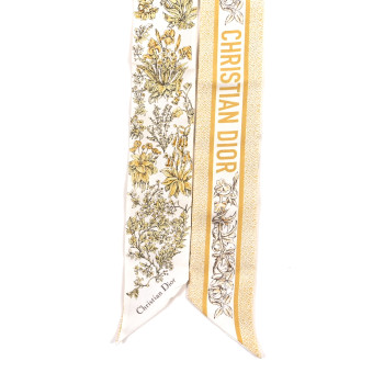 CHRISTIAN DIOR Silk Floral Mitzah Scarf Yellow