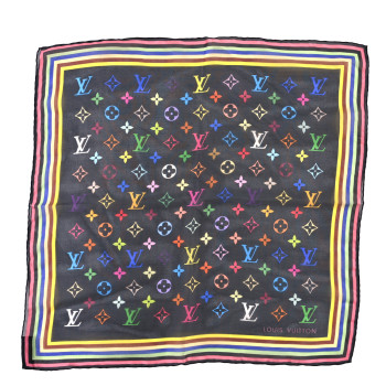 LOUIS VUITTON Silk Multicolor Square Scarf Black