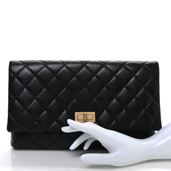 CHANEL Aged Calfskin Quilted Reissue 2.55 Clutch Black