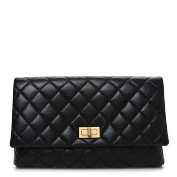 CHANEL Aged Calfskin Quilted Reissue 2.55 Clutch Black