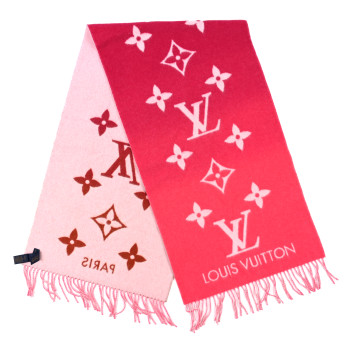 LOUIS VUITTON Cashmere Monogram Reykjavik Gradient Scarf Grenadine Pink