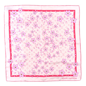 LOUIS VUITTON LV X TM Silk Monogram Cherry Blossom Square 70 Scarf Pink