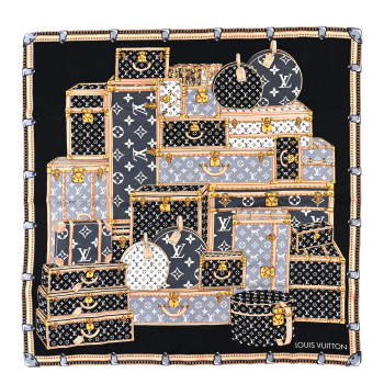 LOUIS VUITTON Silk Monogram Lets Go Scarf Black