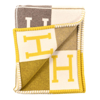 HERMES Wool Cashmere Avalon III Blanket Gris Soleil