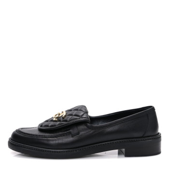 CHANEL Lambskin Quilted CC Turnlock Loafers 41 Black